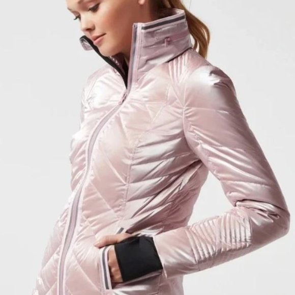 Blanc Noir BREAKTHROUGH PUFFER JACKET PINK SHINY LIQUID FINISH - Picture 1 of 7